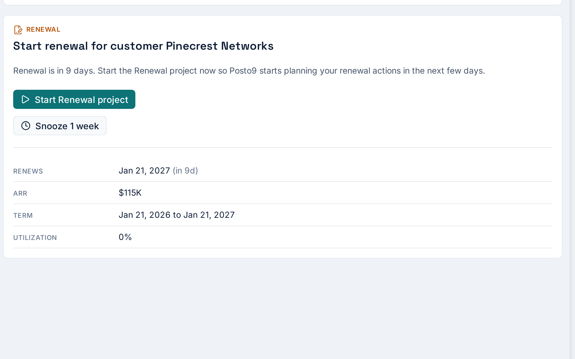 One click starts the Renewal project
